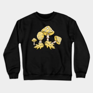 Mellow Colored Autumn Pattern with Oak Leaf and Mushroom - Toadstool Crewneck Sweatshirt